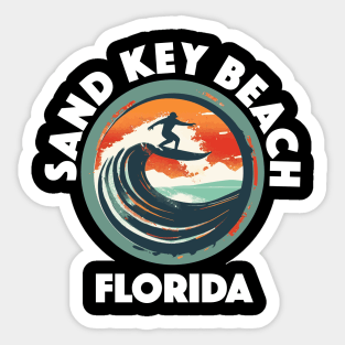 Sand Key Beach - Florida (with White Lettering) Sticker